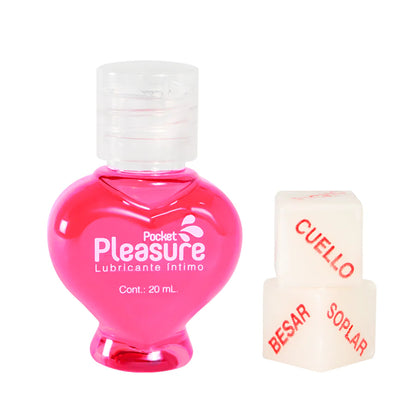 Lubricante Frambuesa + Dados Eróticos Pocket Pleasure 20ml