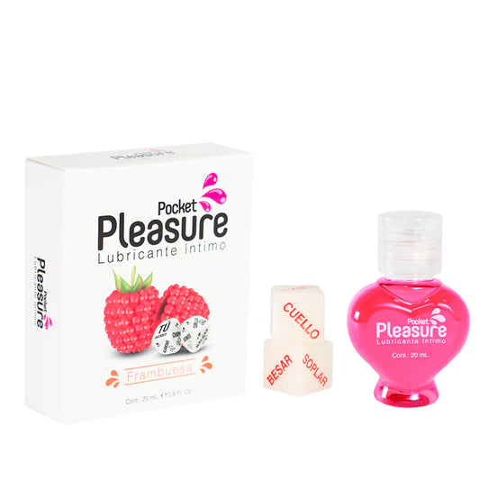 Lubricante Frambuesa + Dados Eróticos Pocket Pleasure 20ml