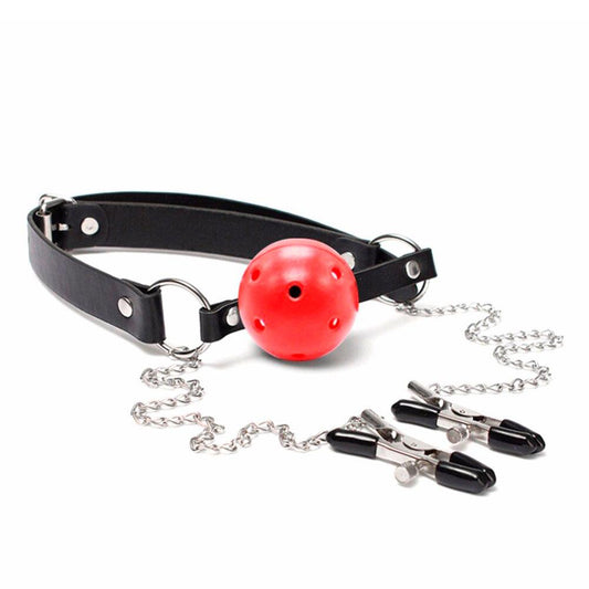 Ball Gag Con Pezoneras Jatt