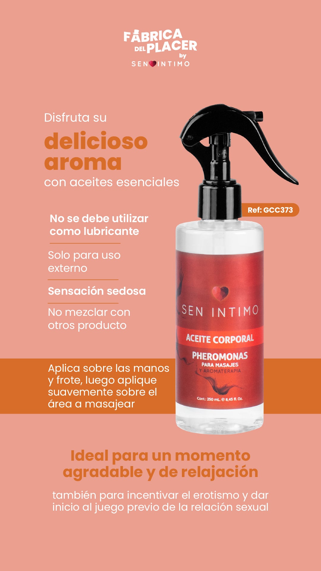 Aceite Corporal Pheromonas para Masajes y Aromaterapia Sen Íntimo 250ml